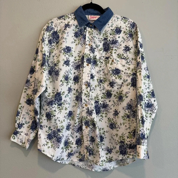 Pennylane Vintage Button Down Shirt Floral Cottagecore Costal Cowgirl Western L - Picture 2 of 7